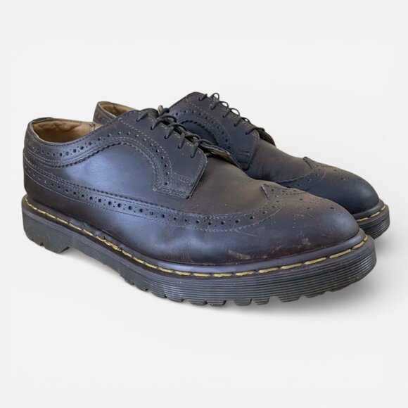 Vintage Dr Martens Mens Oxford Shoe US 11 Brown Leather Wingtip Made in England main image 7
